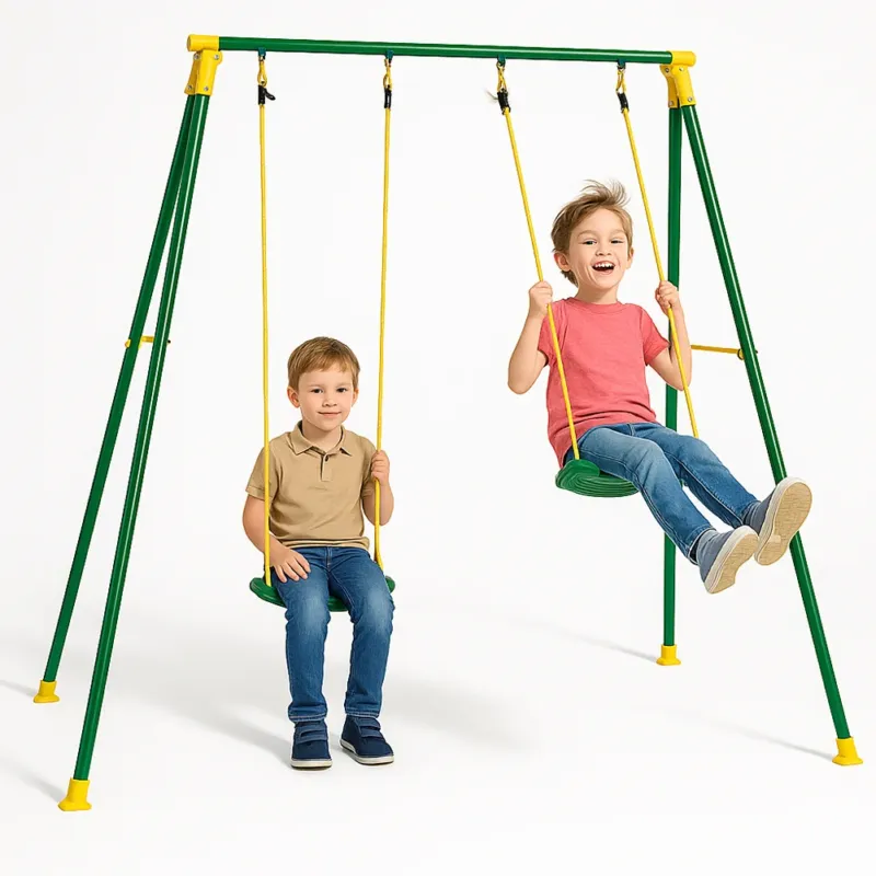 Prezzo Conveniente Altalena Due Posti Doppio per Bambini Verde e Giallo da Esterno Giardino