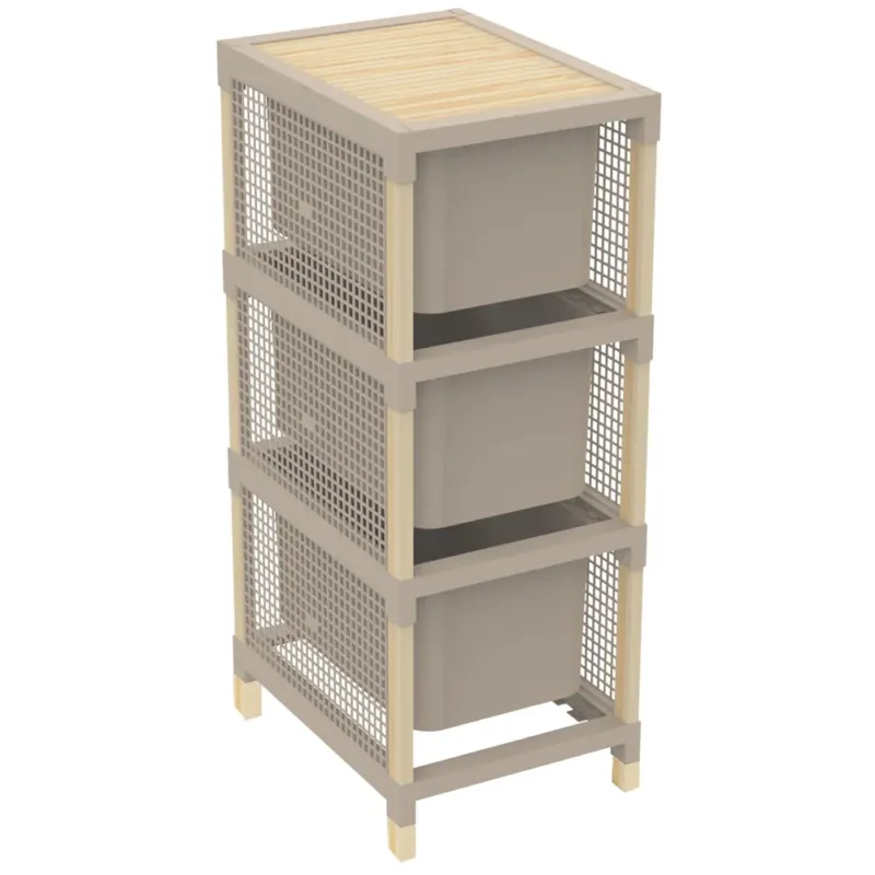 Cassettiera Multiuso 3 Cassetti da 15 L Organizer in Legno e Plastica 82x30x41cm Spedito Oggi