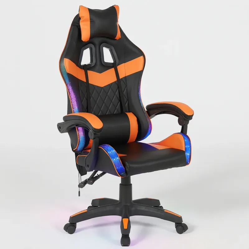 Offerta Sedia Gaming da Scrivania Arancione e Nera Led RGB Altezza Regolabile 106-116cm