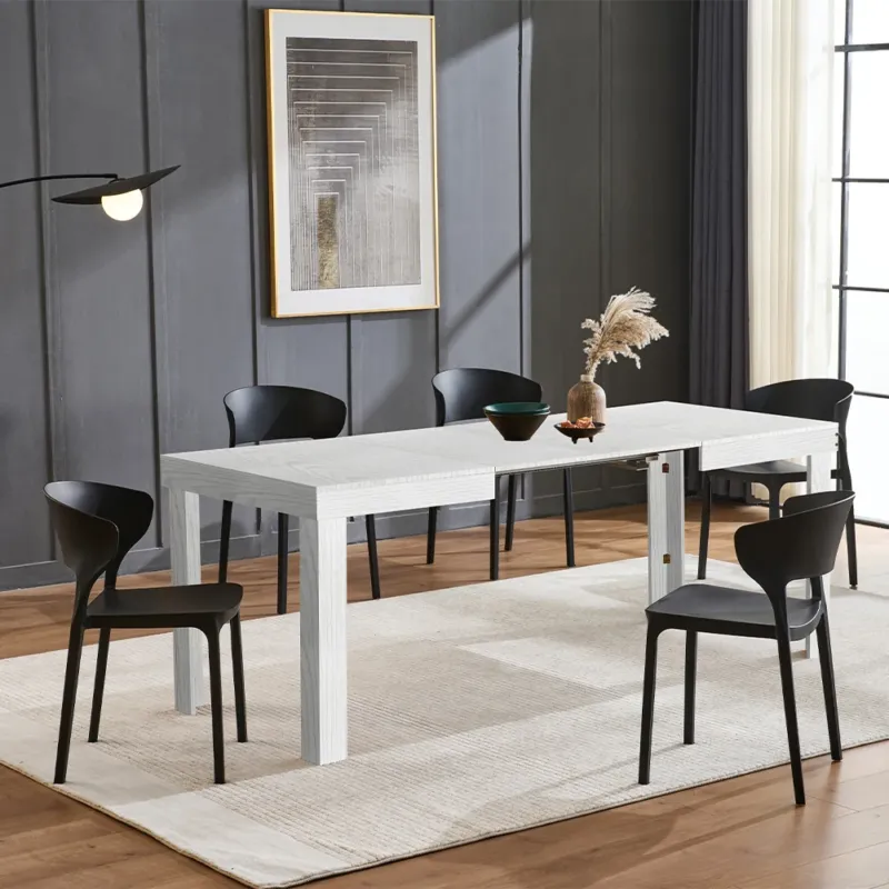 Tavolo da Pranzo Cucina Allungabile Fino a 6 Posti 120-200cm Bianco Frassinato Reso Gratuito