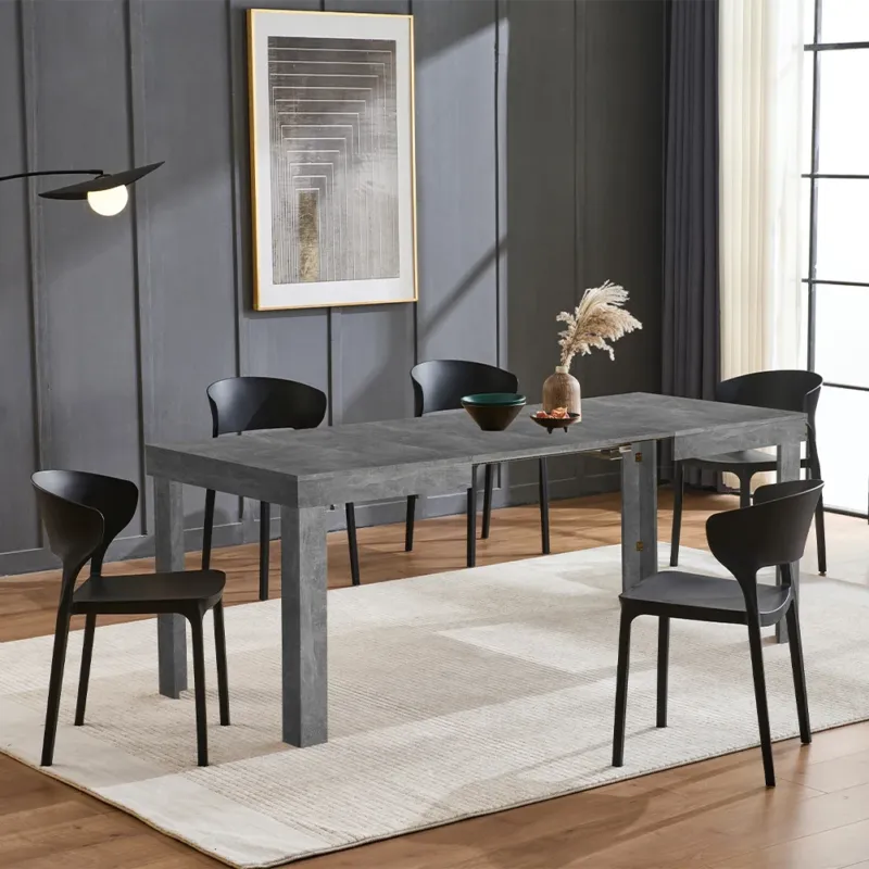 Offerta Limitata Tavolo da Pranzo Allungabile Fino 6 Posti 120-200cm Cemento Cucina Estensibile