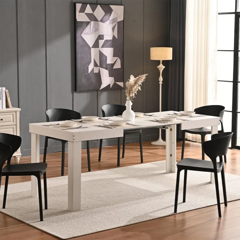 Tavolo da Pranzo Allungabile Fino a 6 Posti 120-200cm Bianco Cucina Estensibile Compra Oggi Stesso