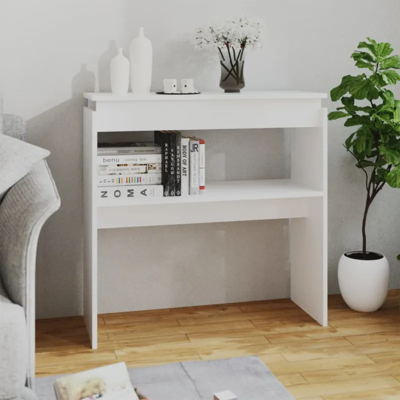 Tavolino Consolle Bianco 80x30x80 cm in Legno Multistrato Offerta Limitata