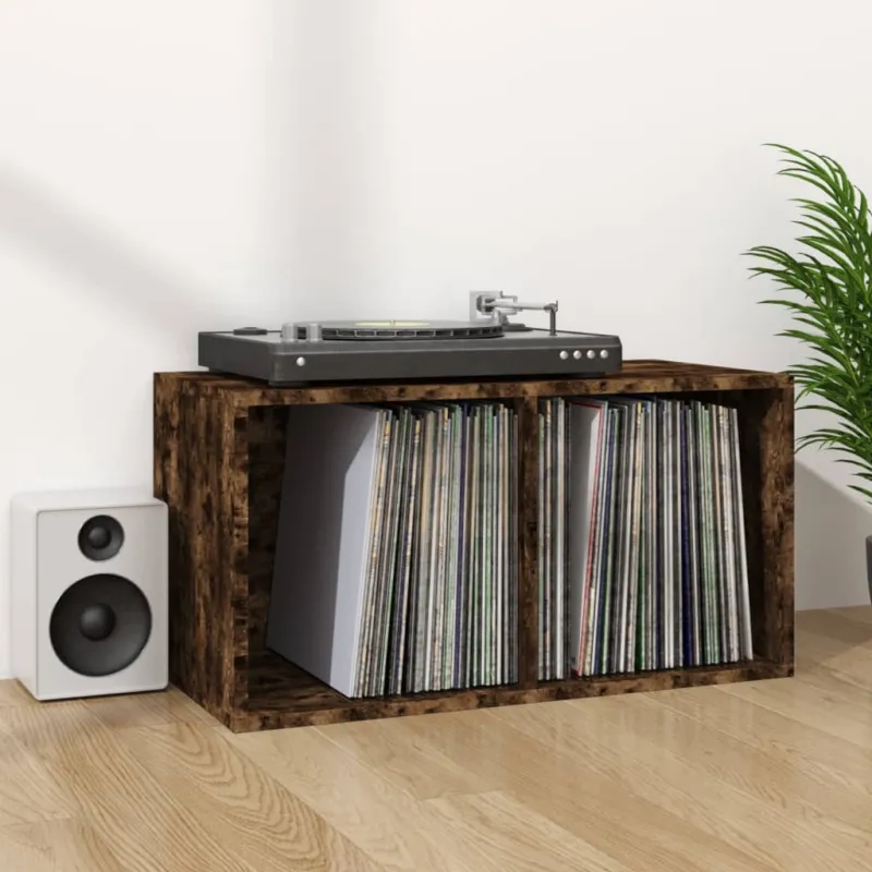 Contenitore per Vinili Rovere Fumo 71x34x36cm Legno Multistrato Ordina Subito