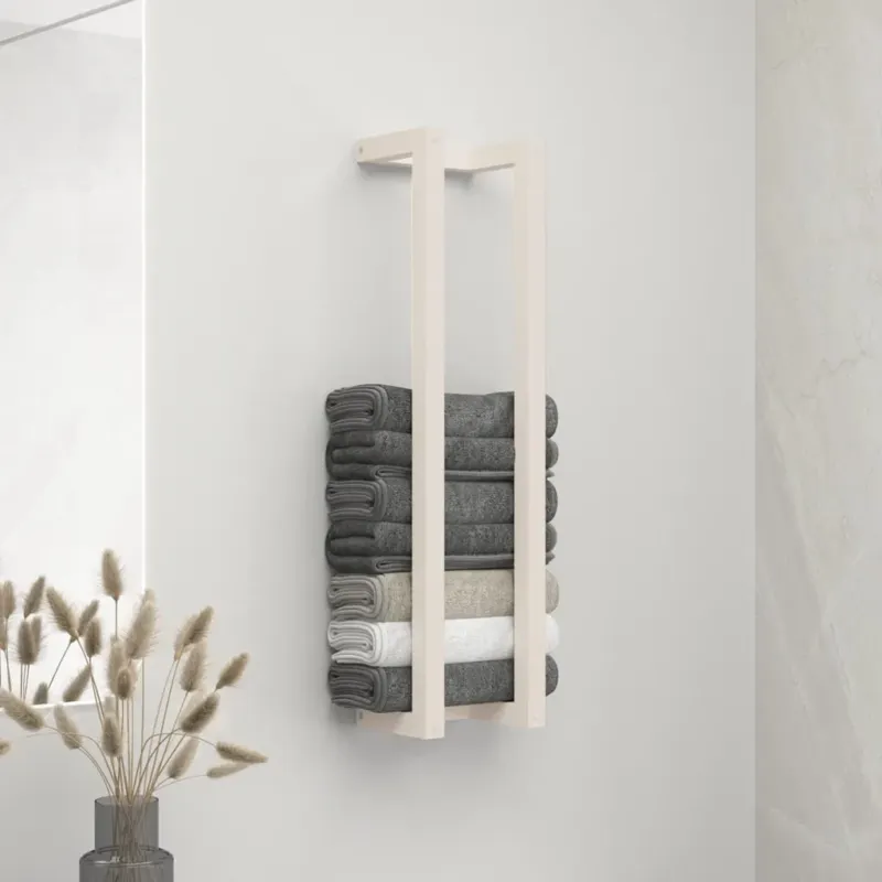 Sconto Portasciugamani Bianco 23x18x90 cm in Legno Massello di Pino