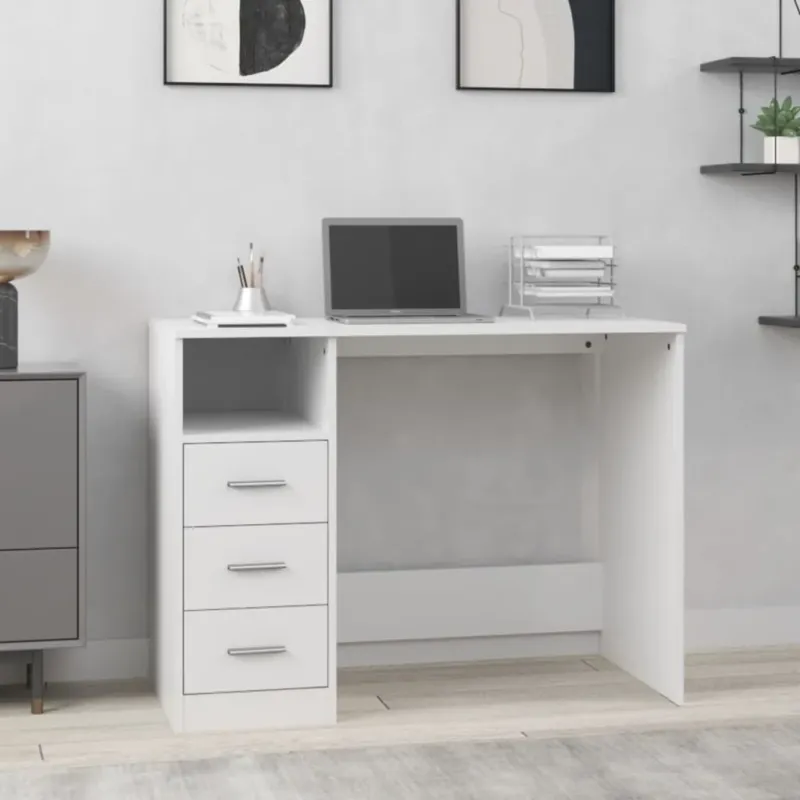 Scrivania con Cassetti Bianca 102x50x76 cm in Legno Multistrato Ordina Subito