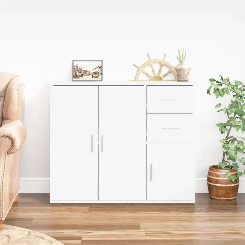 Credenza Bianca 91x29,5x75 cm in Legno Multistrato Must-Have