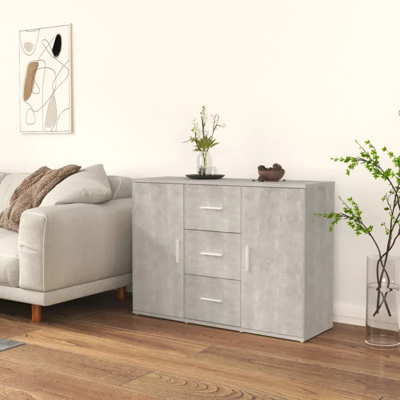 Credenza Grigio Cemento 91x29,5x65 cm in Legno Multistrato Popolare
