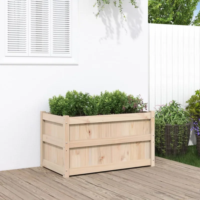 Fioriera da Giardino 90x50x50 cm in Legno Massello di Pino per Balcone Giardino Consegna Rapida