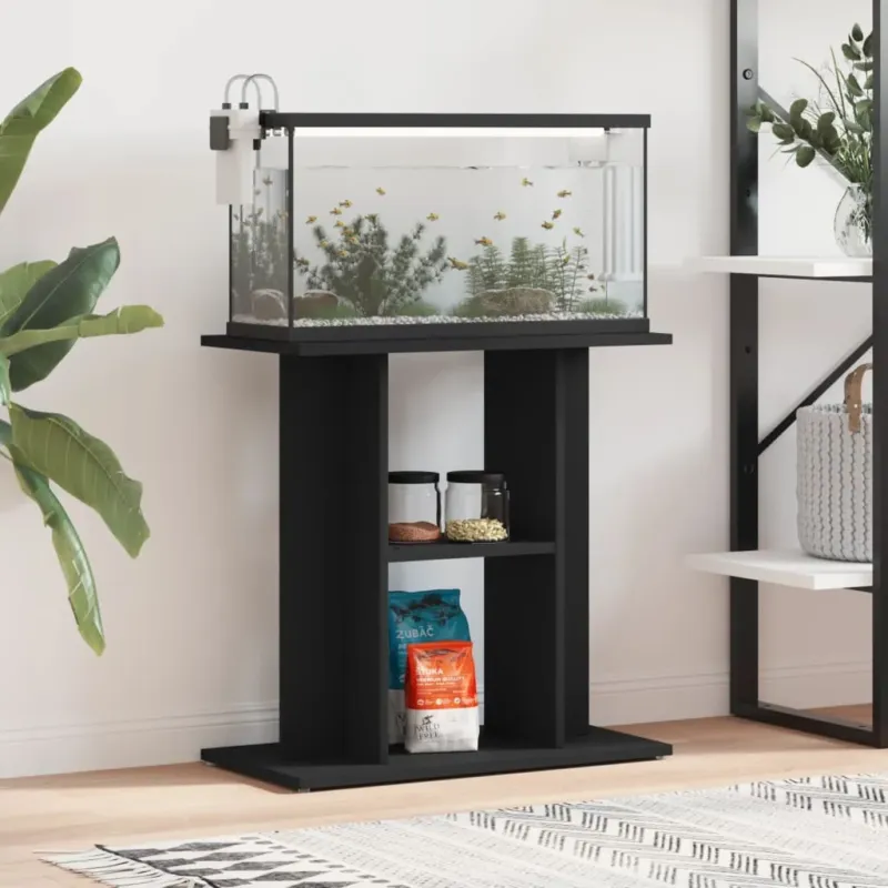 Supporto per Acquario 60x30x60 cm in Legno Multistrato Nero Più Venduto