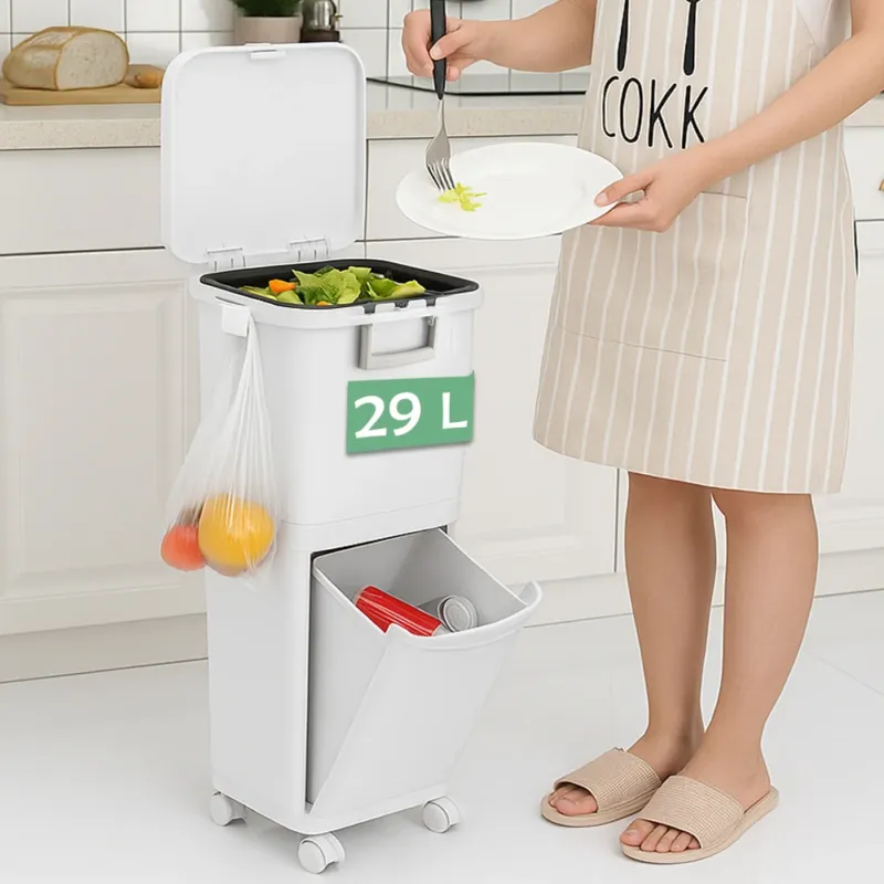 Bestseller Pattumiera da Cucina Capacità Bidone 29L Secchio Ribaltabile Rifiuti Salvaspazio