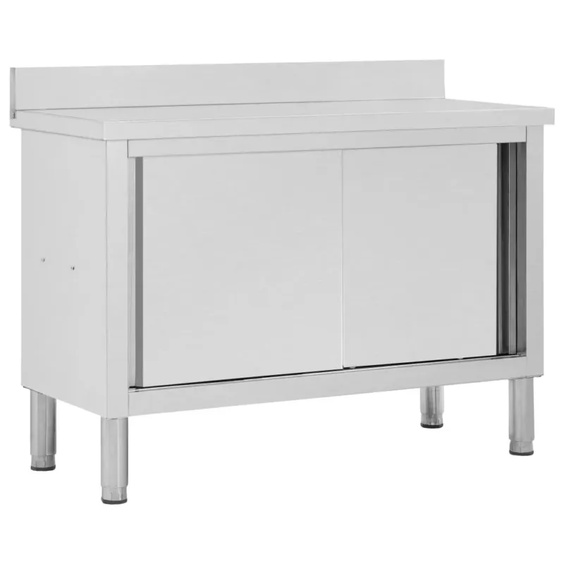Novità Banco da Lavoro con Ante Scorrevoli 120x50x(95-97)cm in Acciaio