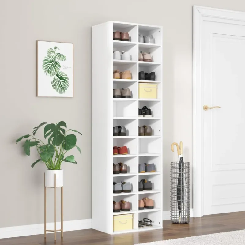Promo Stagionale Scarpiera Bianca 54x34x183 cm in Legno Multistrato