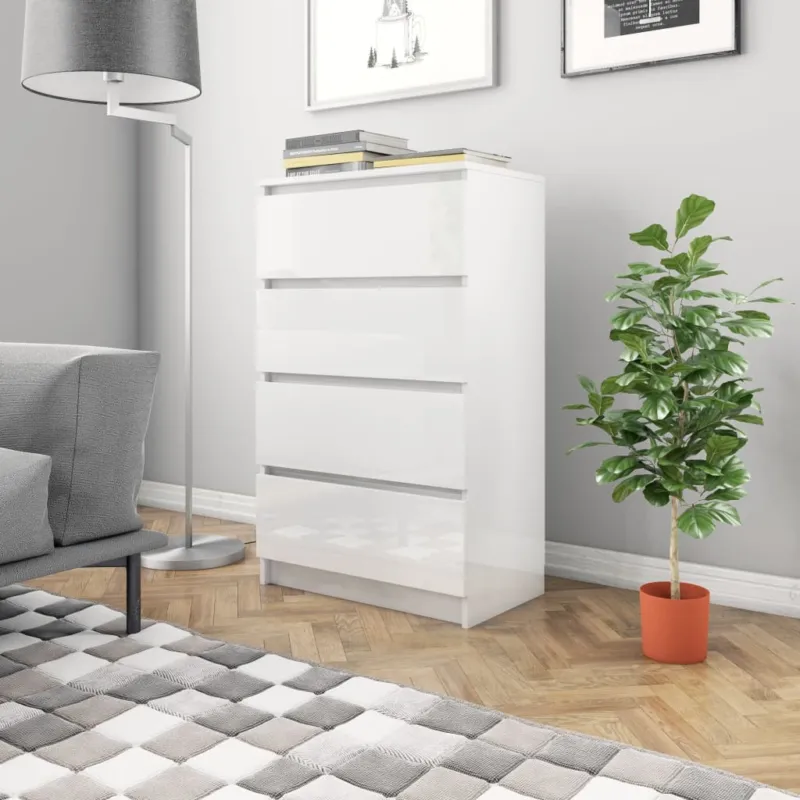 Credenza Bianco Lucido 60x35x98,5 cm in Legno Compensato Ultimissimo Modello