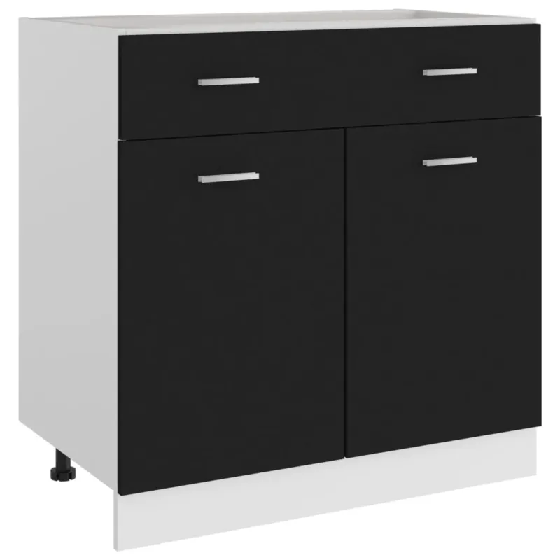 Mobile Inferiore Cassetto Nero 80x46x81,5 cm Legno Multistrato Offerta
