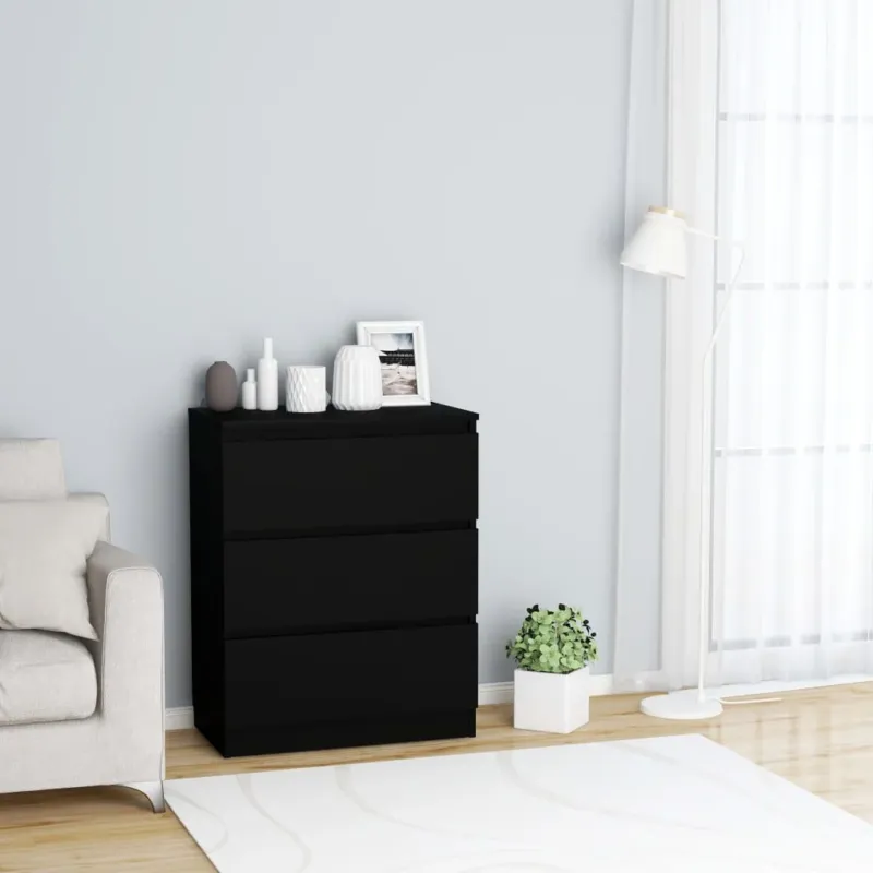 Must-Have Credenza Nera 60x35x76 cm in Legno Multistrato