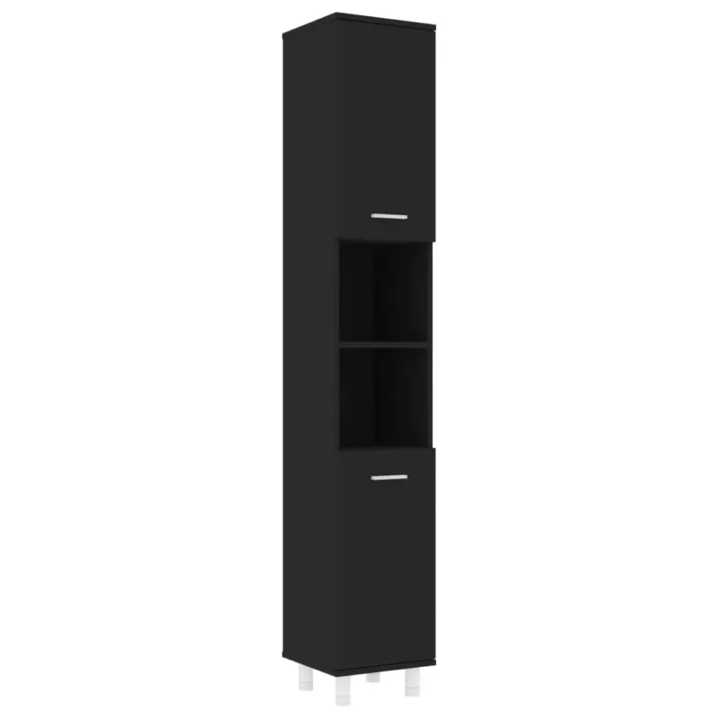 Mobile da Bagno 30x30x179 cm in Legno Multistrato Nero Design Elegante Non Perdere