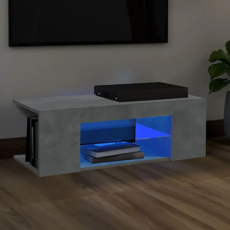 Popolare Mobile Porta TV con Luci LED Grigio Cemento 90x39x30 cm
