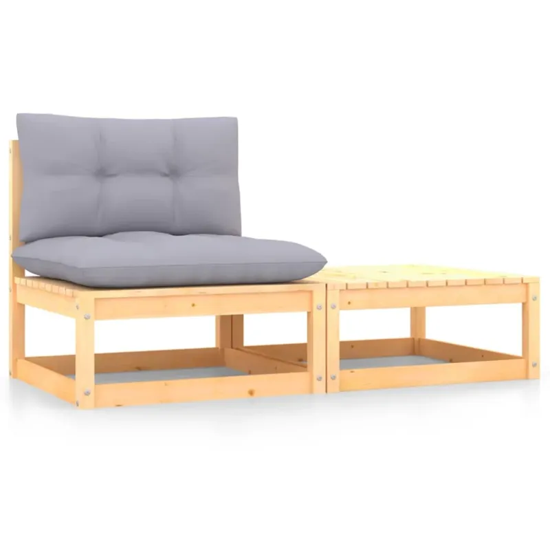 Set Divani da Giardino 2 pz con Cuscini Legno Massello Pino Offerta Del Giorno