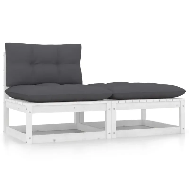 Acquista Ora Set Divani da Giardino 2 pz Cuscini Legno Massello Pino Bianco