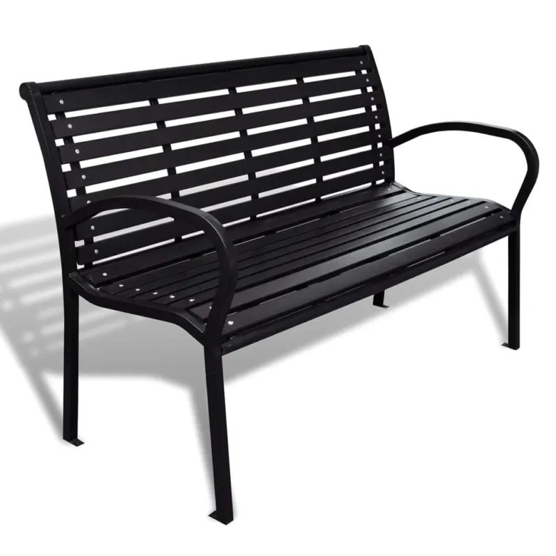Panchina da Giardino 125 cm Nera in Acciaio e WPC Ultima Occasione