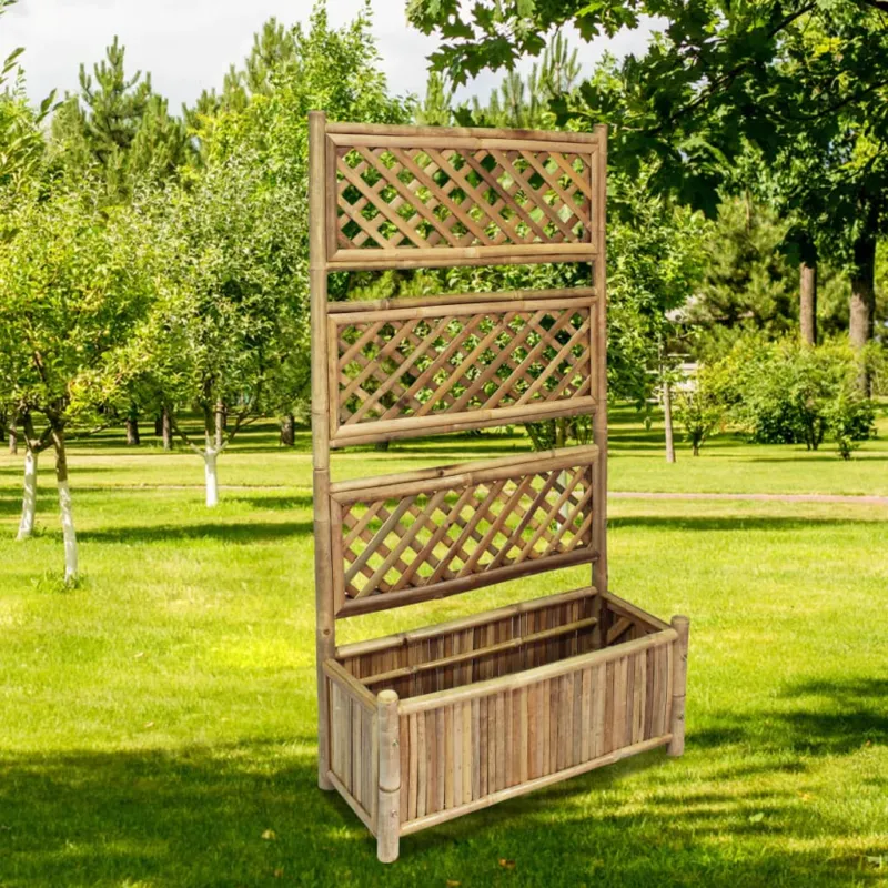 Offerta Lampo Letto Rialzato da Giardino con Graticcio in Bambù 70 cm