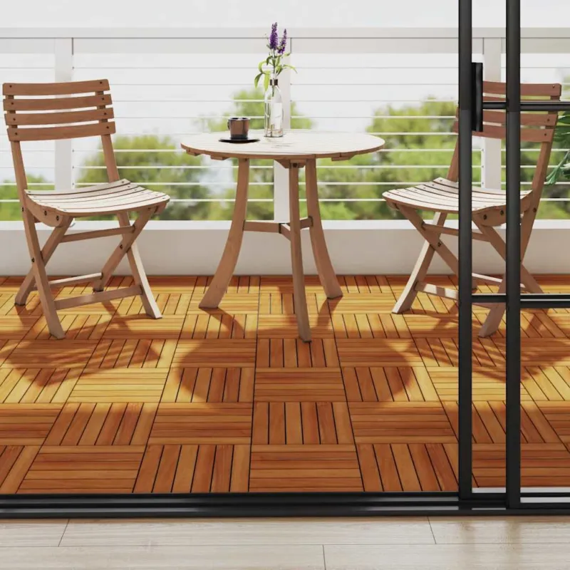 Di Tendenza Set 10 pz Piastrelle acacia per pavimento Antiscivolo 30x30cm Modello verticale