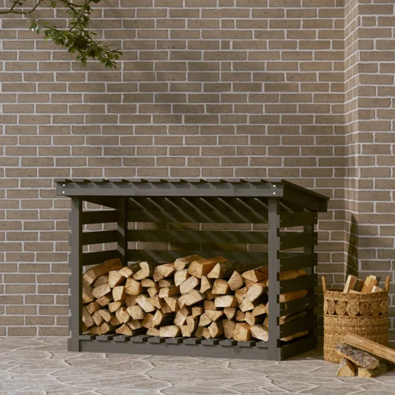 Promozione Esclusiva Portalegna Grigio 108x73x79 cm Portaceppi in Legno Massello di Pino