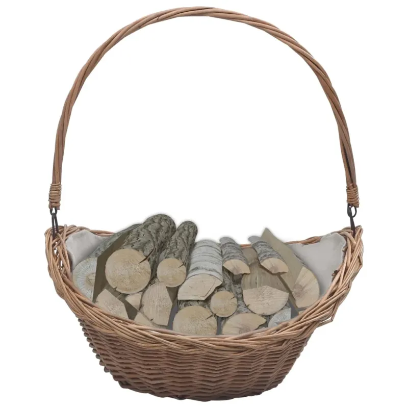 Miglior Prezzo Cesta Legna da Ardere con Manico 57x46,5x52cm Marrone in Salice
