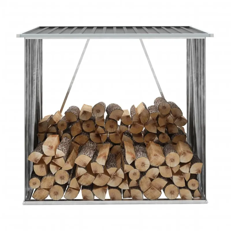 Portalegna da Giardino in Acciaio Zincato Capannone 163x83x154cm Antracite Sconto