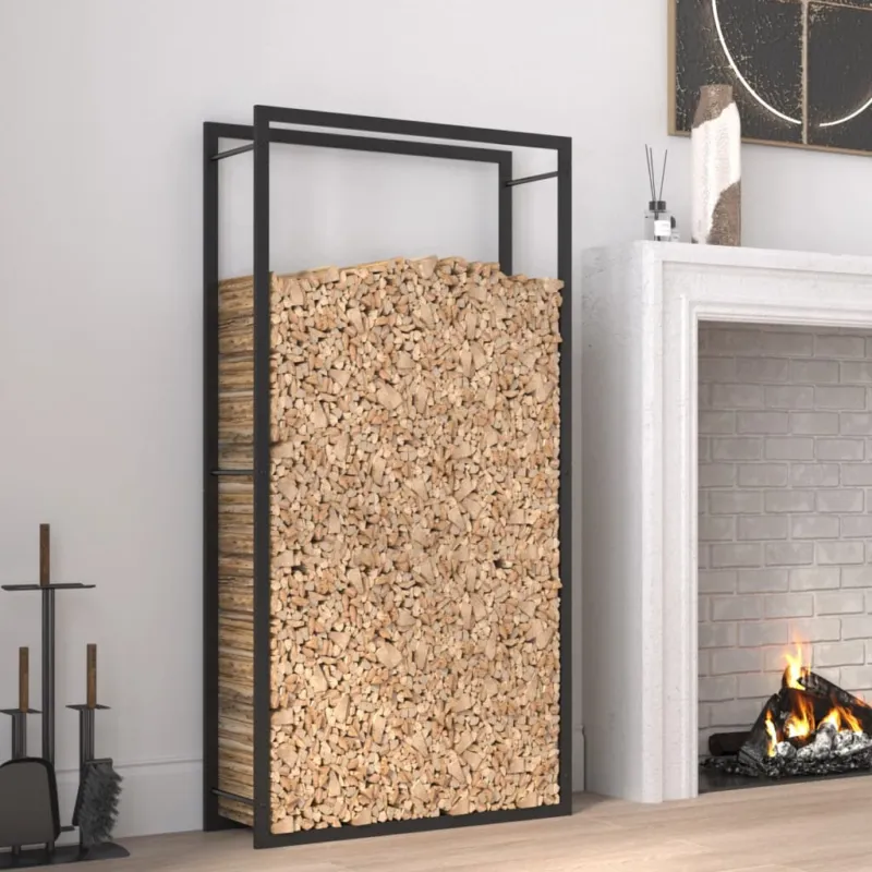 Portalegna Nero Opaco 80x28x154 cm Portaceppi in Acciaio Vendita Finale
