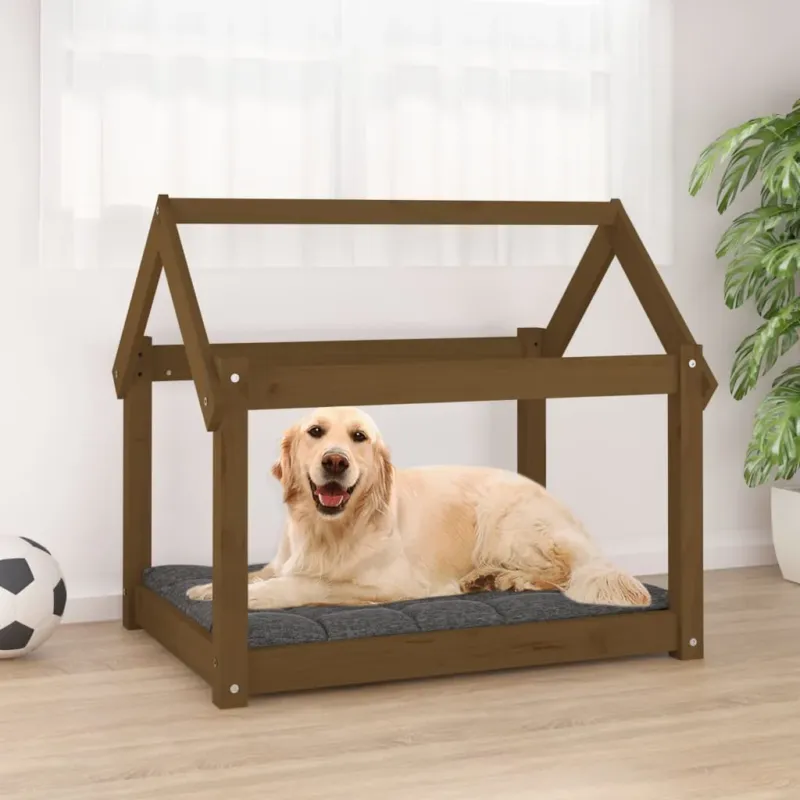 Cuccia per Cani Cuccetta Relax 81x60x70 cm in Legno Massello di Pino Miele Offerta Del Giorno