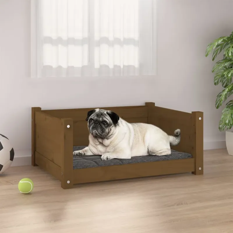 Spedito Oggi Cuccia per Cani Divano Relax 65,5x50,5x28cm in Legno Massello di Pino Miele