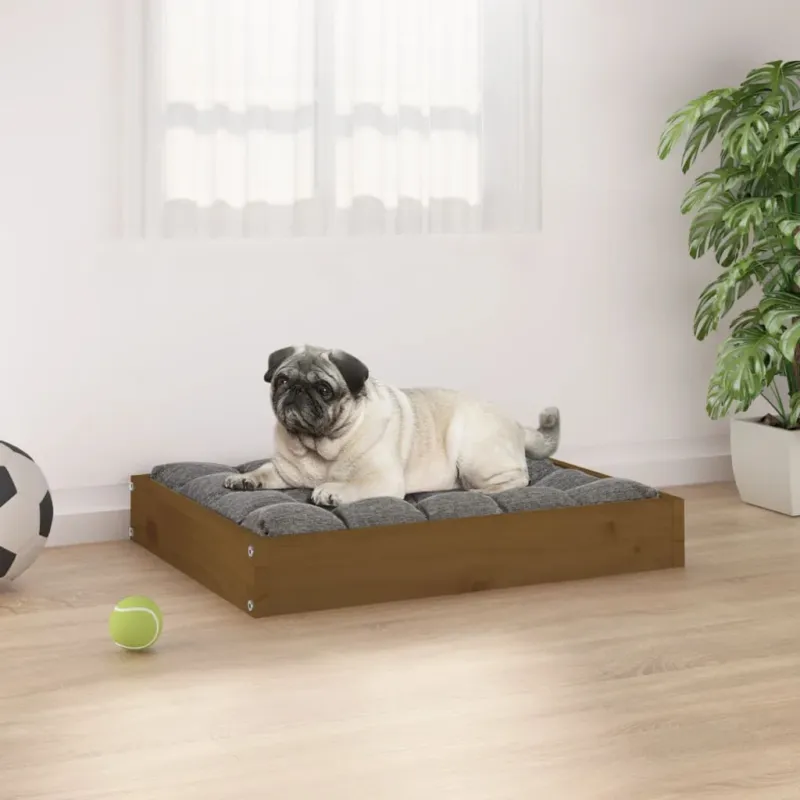 Cuccia per Cani Divano 61,5x49x9 cm in Legno Massello di Pino Colore Miele Bestseller