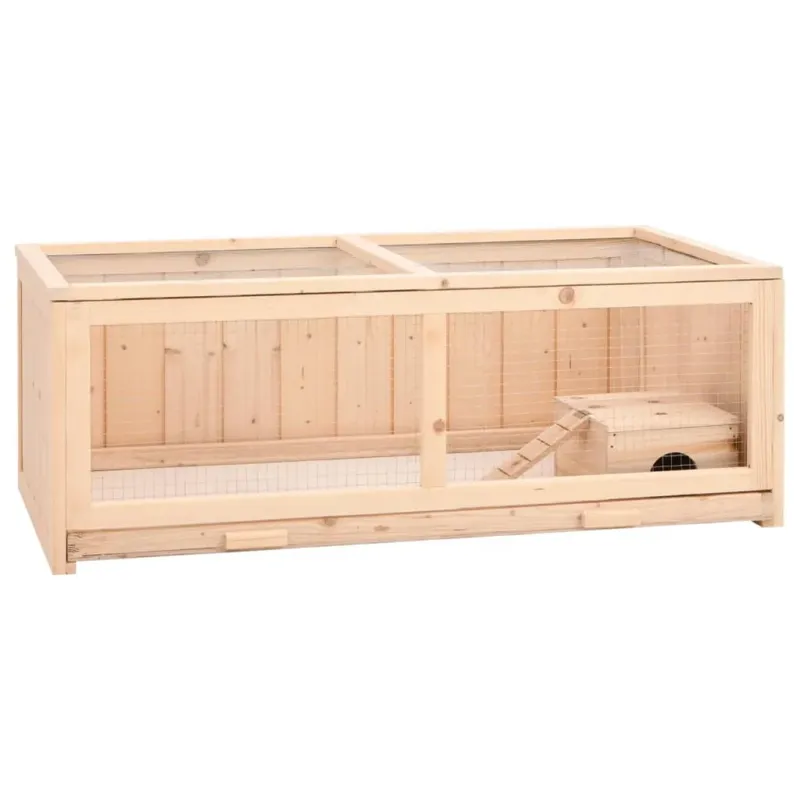Gabbia per Criceti in Legno Massello di Abete 104x52x38 cm Con Accessori Quantità Limitata