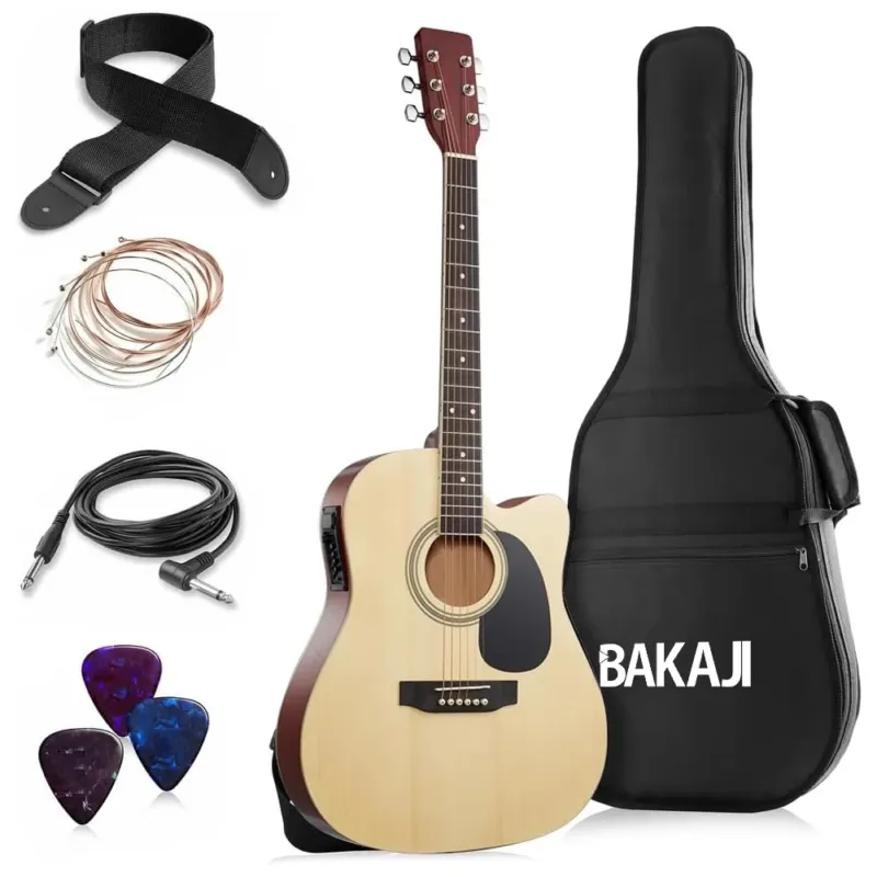 Saldi Chitarra Acustica Elettrica 41" Natural Equalizzatore Kit Corde Plettro Tracolla