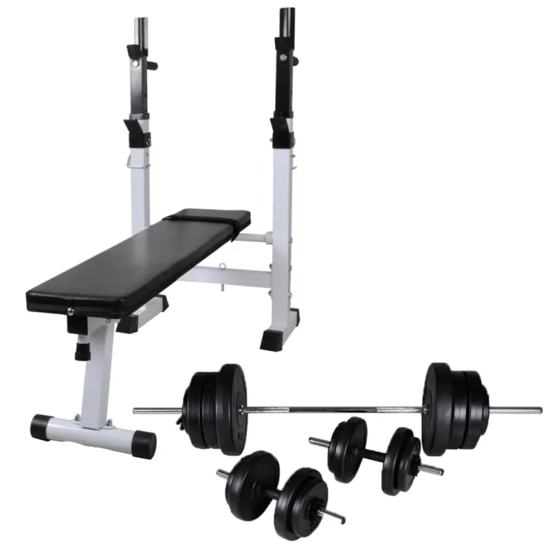 Scelto Dai Clienti Panca Reclinabile con Rack Bilanciere e Set Manubri 60,5 kg