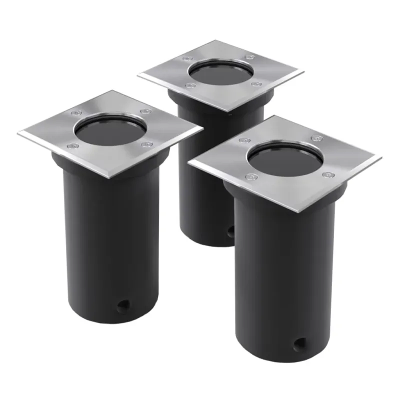 Miglior Prezzo Set 3 pz Faretti da Giardino ad Incasso per Esterno Forma Quadrata in Alluminio