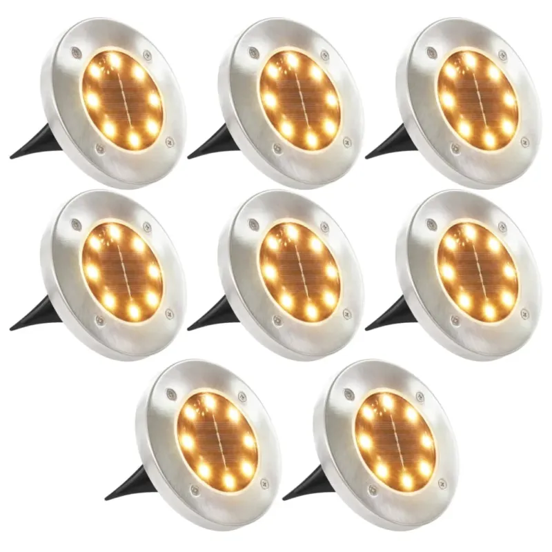 Lampade Solari da Terra Kit 8 Pezzi Luci a LED a Incastro Faretti Bianco Caldo Sconto