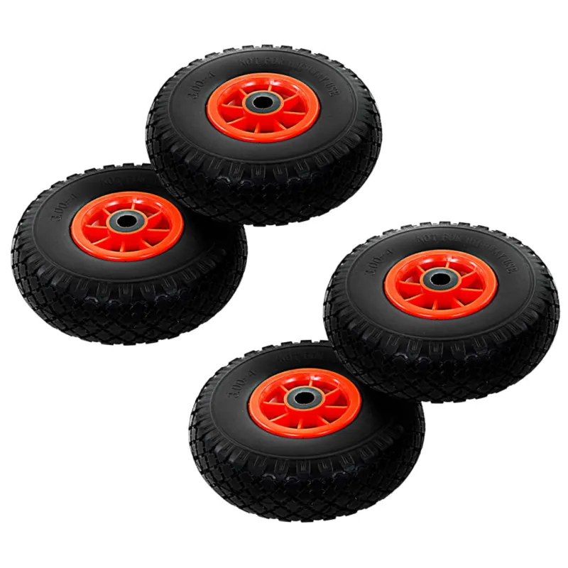 Set 4 Ruote Carrello a Mano Ricambio in PU Solido 3.00-4 (260x85) Compra Online
