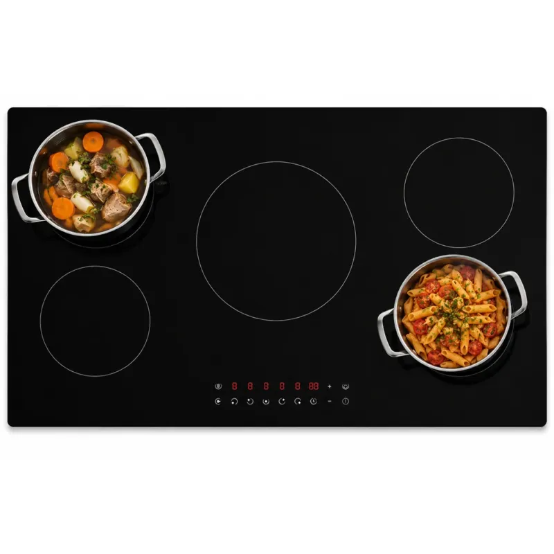 Prezzo Di Fabbrica Piano Cottura a Induzione 90 cm in Vetroceramica Nero Controllo Touch 5 Fornelli