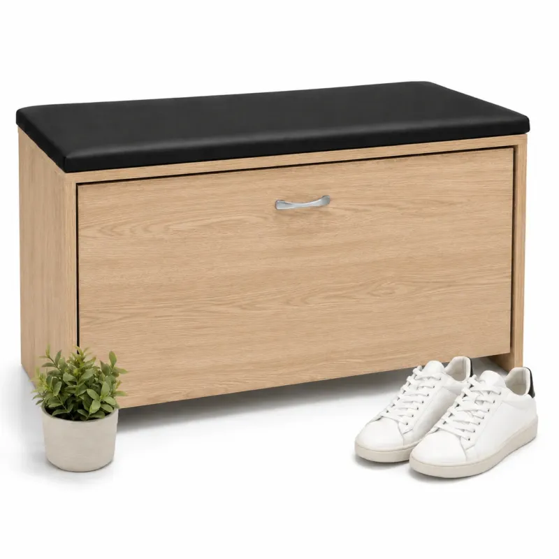 Panca Scarpiera Salvaspazio con Seduta Imbottita Ecopelle 60x24x41 cm Rovere Compra Oggi Stesso
