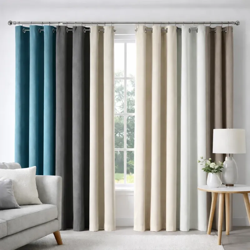 Tenda Oscurante 140x290 cm con Anelli Cromo Design Moderno Grigio Scuro Novità