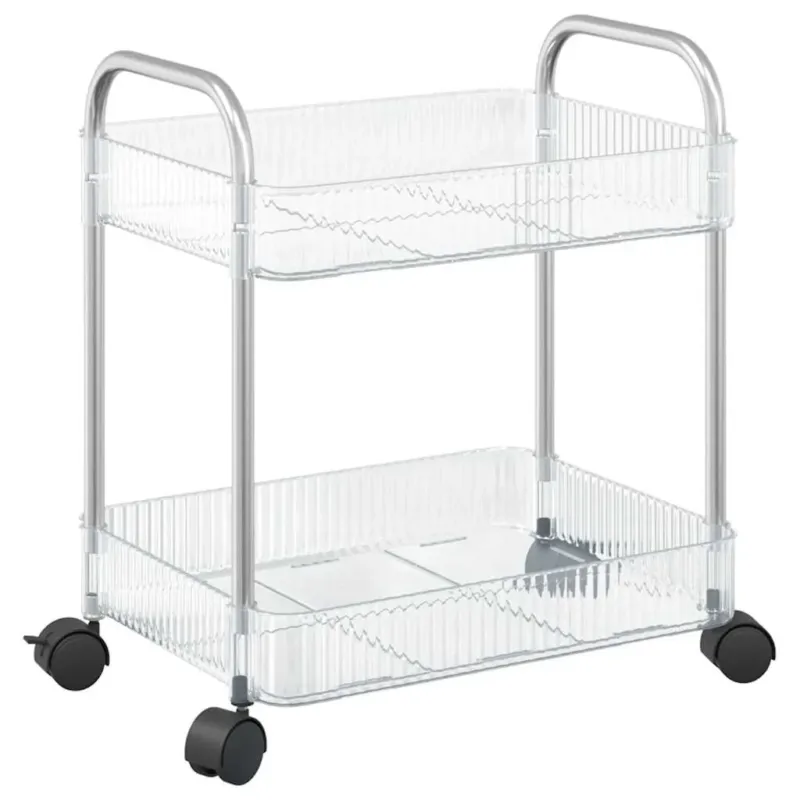 Nuovo Arrivo Carrello Portaoggetti Design 2 Livelli Versatile 37x28x43,5 cm Trasparente