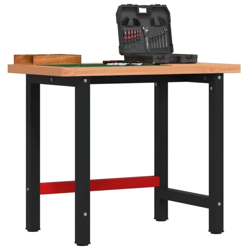 Banco da Lavoro 100x60x83 cm in Faggio Massello con Struttura in Metallo Sconto