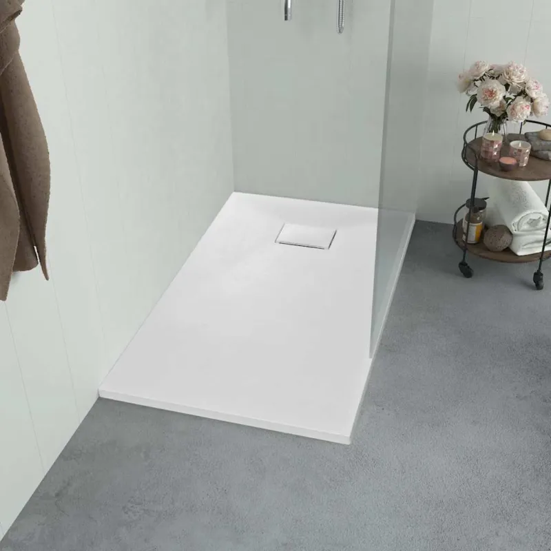 Piatto Doccia 90x90 cm in SMC Bianco Effetto Ardesia Antiscivolo e Resistente Prezzo Basso