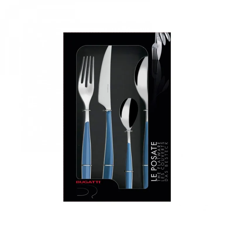 Consegna Rapida Bugatti Glamour Servizio Posate Colorate 24 Pz Blu Avio