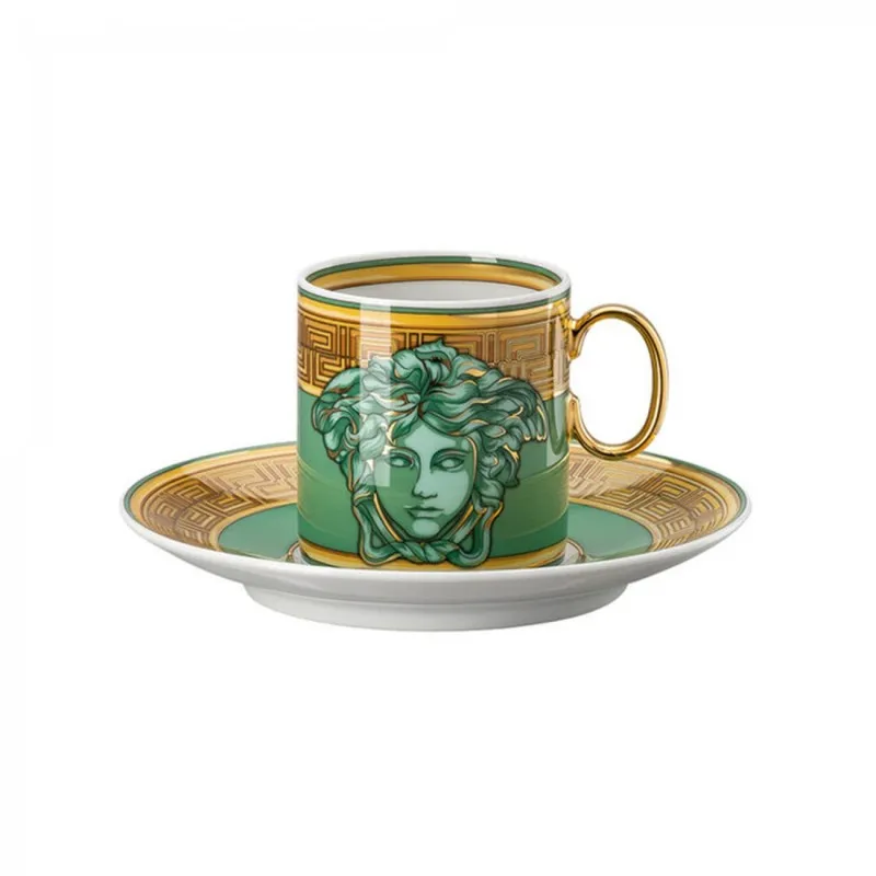 Spedizione Espresso Versace Rosenthal Tazza Espresso Con Piattino Medusa Amplified Green Coin