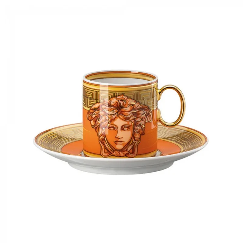 Saldi Versace Rosenthal Tazza Espresso Con Piattino Medusa Amplified Orange Coin