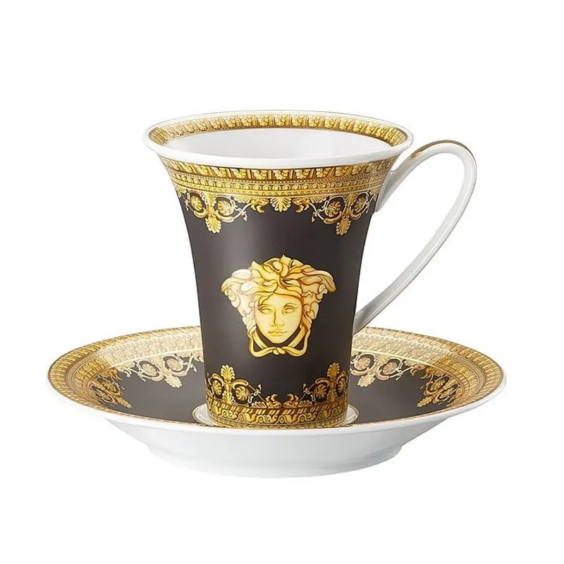 Prezzo Conveniente Versace I Love Baroque Nero Tazza Caffè Alta con Piattino